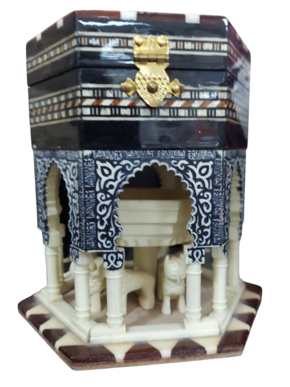 Vintage Islamic Vintage Alhambra Palace Jewelry Box With Red Lining
